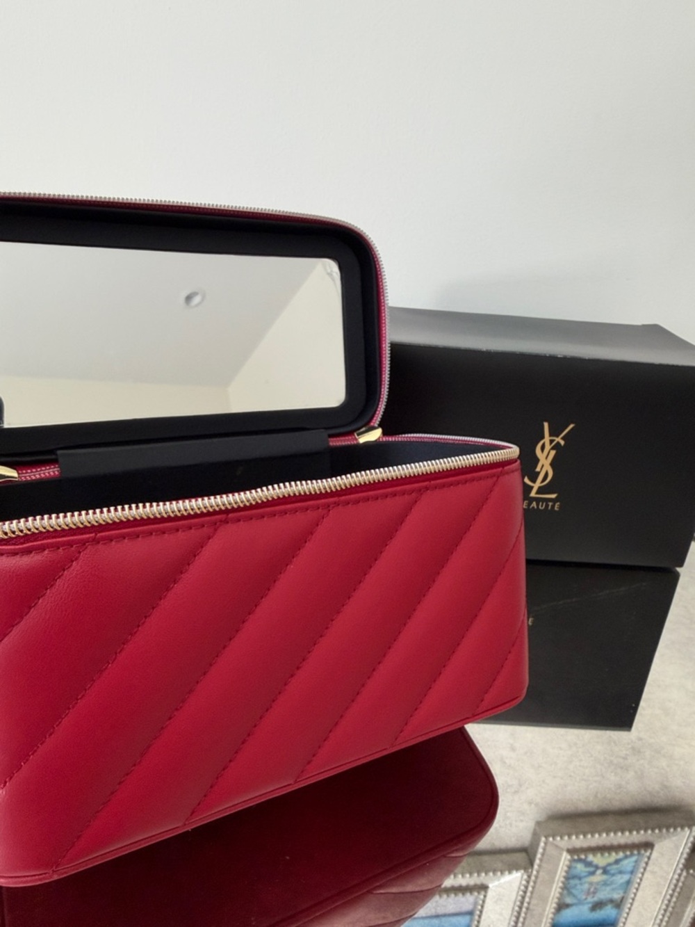 Yves Saint Laurent Beauty Red Quilted Cosmetic Case - Picture 7 of 7
